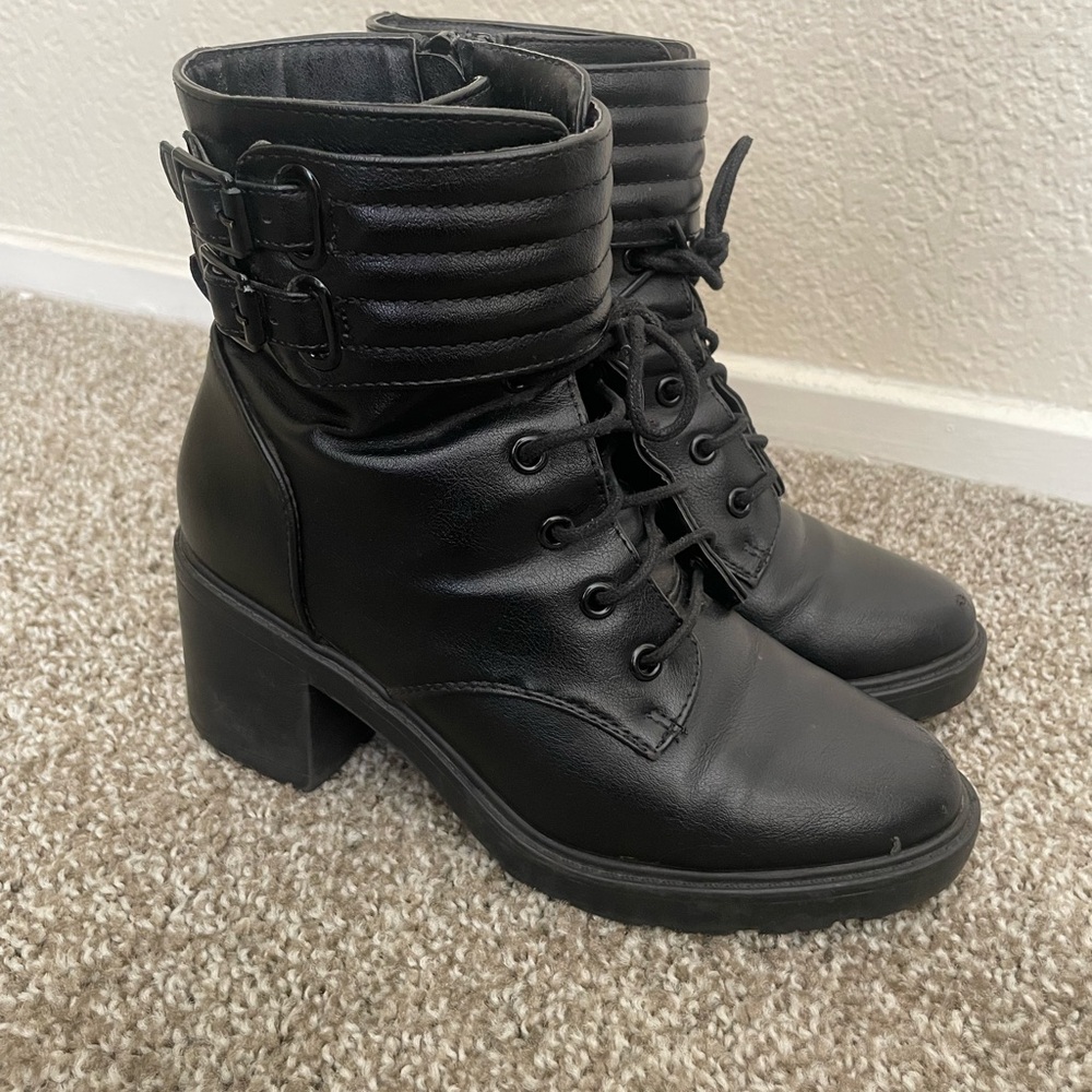 Madden Girl Black Lace Up Ankle Boots